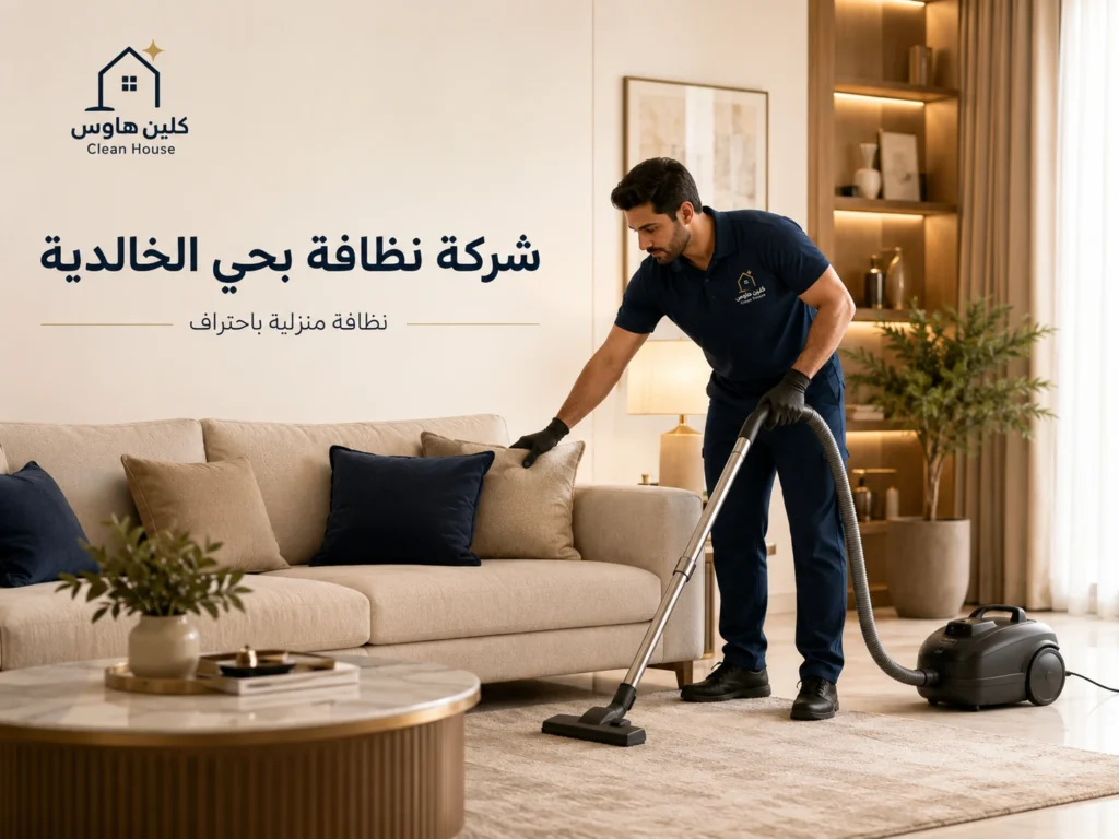 عامل تنظيف من كلين هاوس ينظف أرضيات منزلية بحي الخالدية