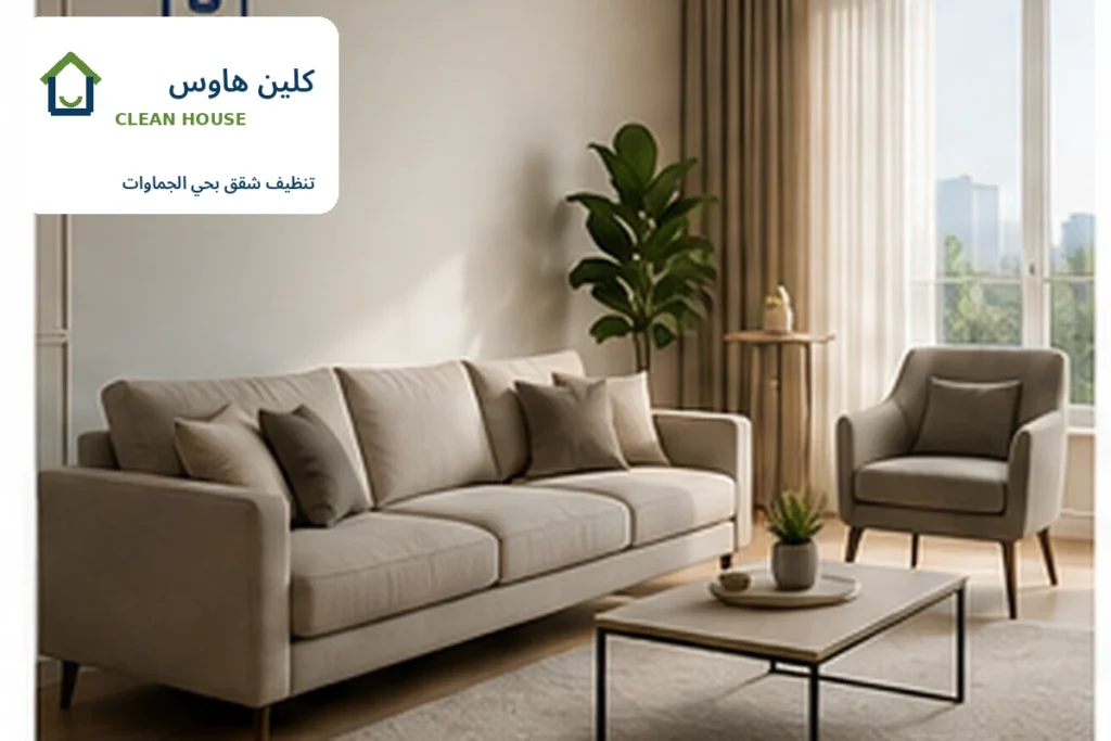 شركة تنظيف شقق بحي الجماوات - كلين هاوس وصالة شقة مرتبة