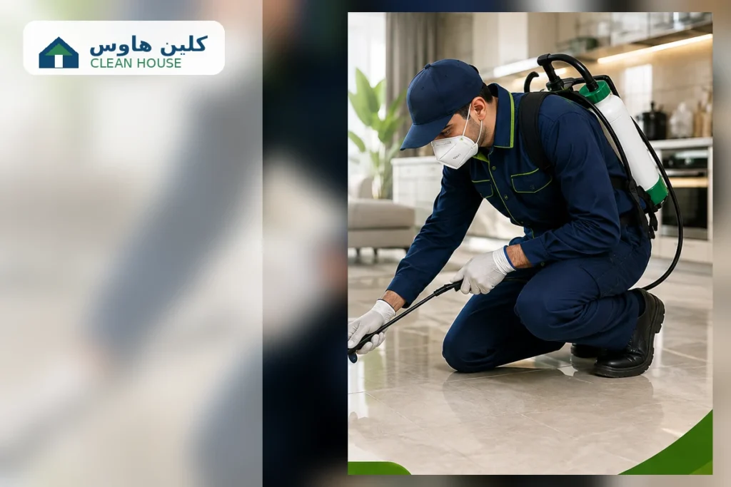 فني رش ومكافحة الحشرات داخل منزل بحي المبعوث - كلين هاوس