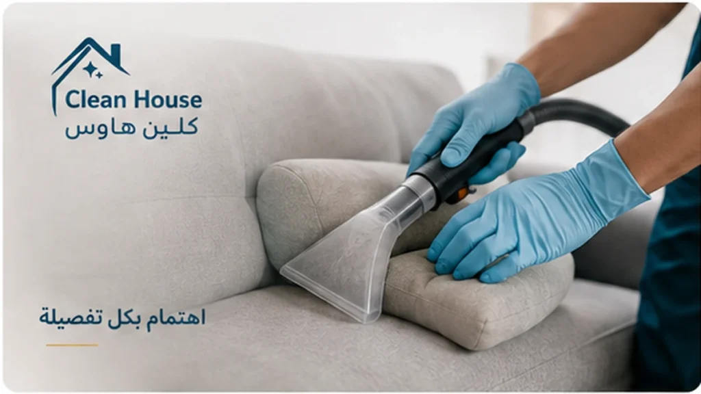 تنظيف كنب ومفروشات داخل شقة بحي العزيزية – كلين هاوس