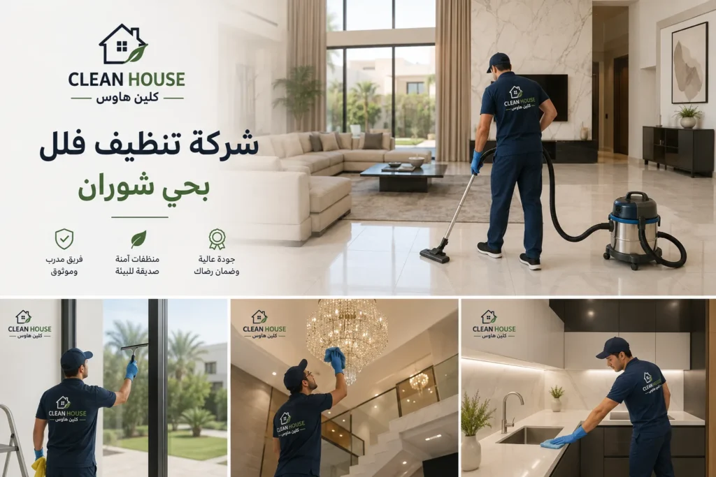 تنظيف أرضيات وزجاج الفلل بحي شوران - كلين هاوس