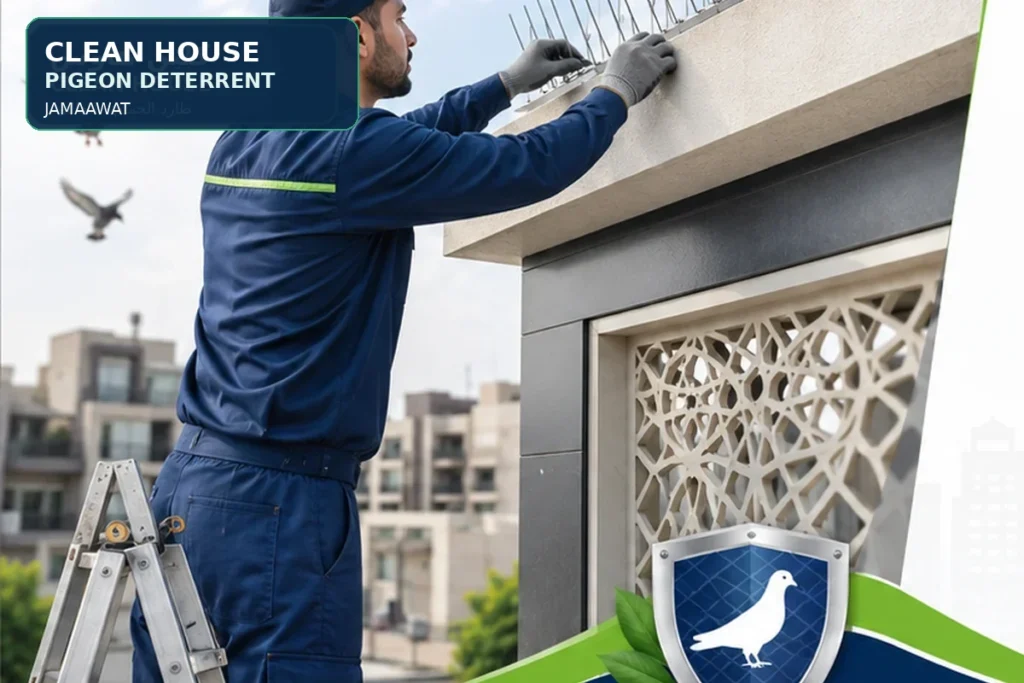 تركيب طارد الحمام على واجهة مبنى بحي الجماوات - كلين هاوس